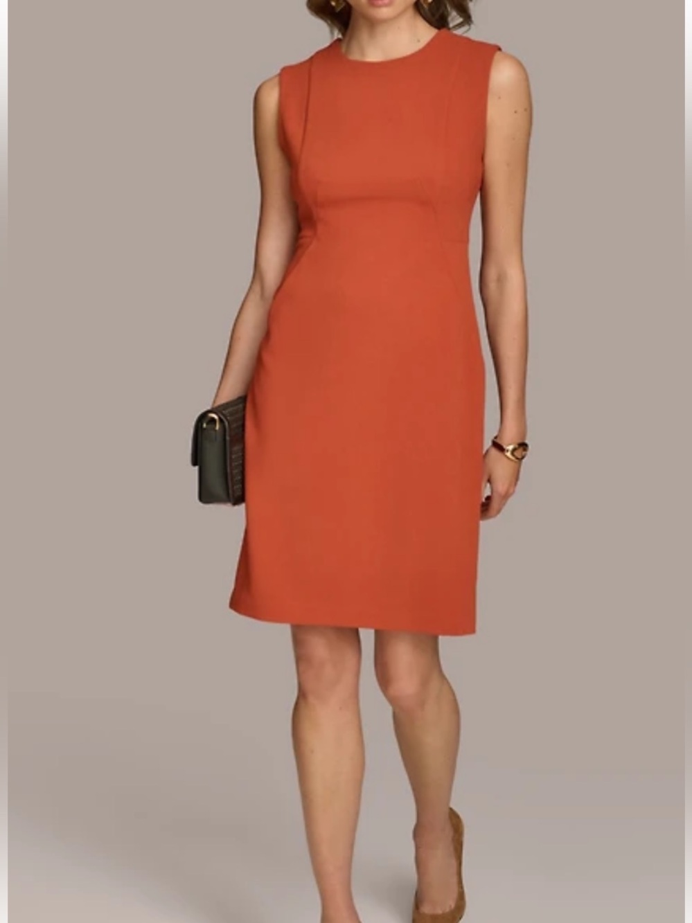 Donna Karan New York Burnt Orange Sleeveless Sheath Dress Size 14 NWT